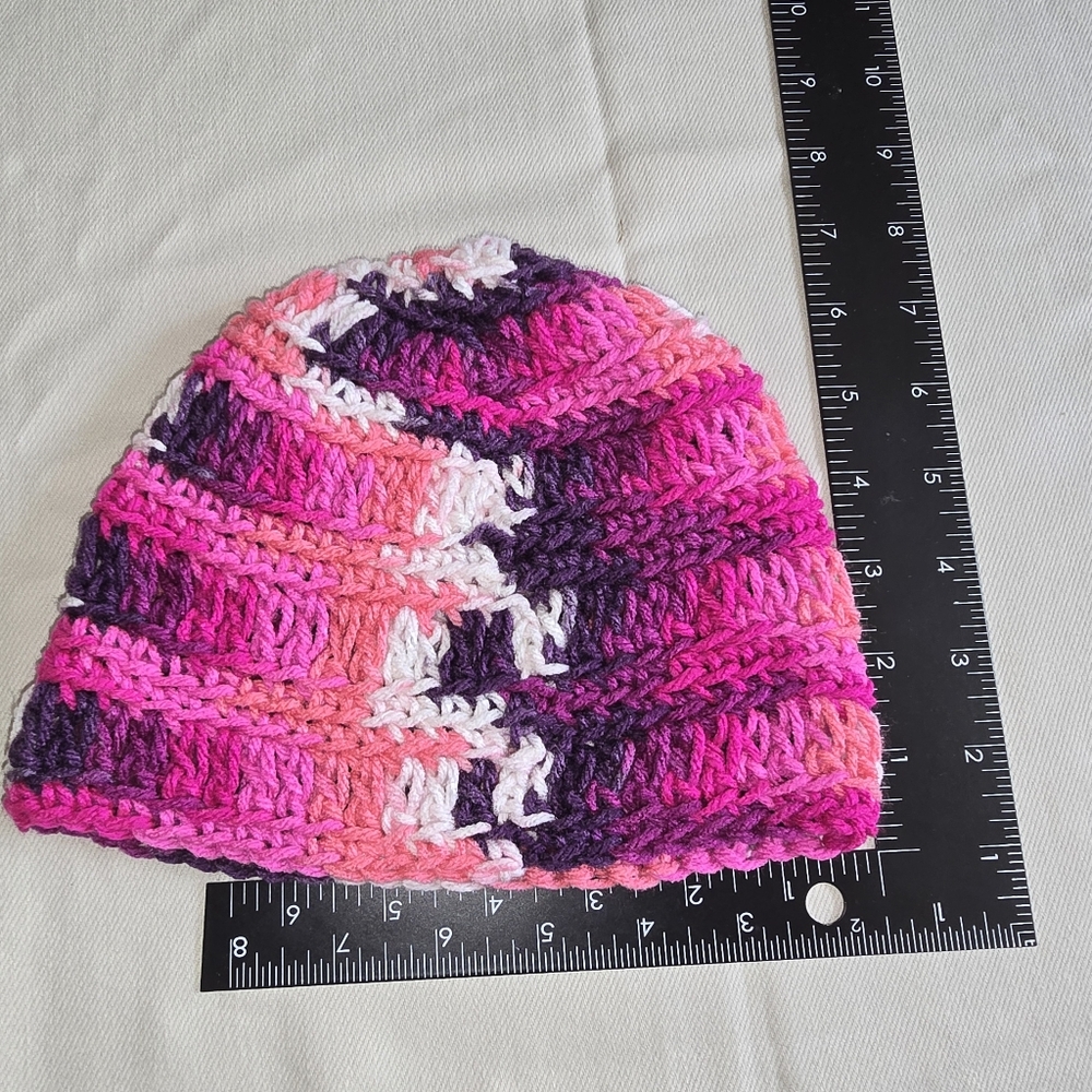 Pink and purple crochet beanie crochet beanieseason - Picture 6 of 7